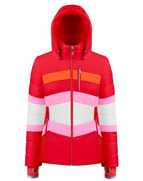 Veste de ski rouge/blanc/rose/orange